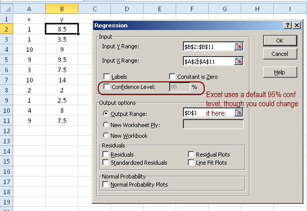 regression within excel data analysis